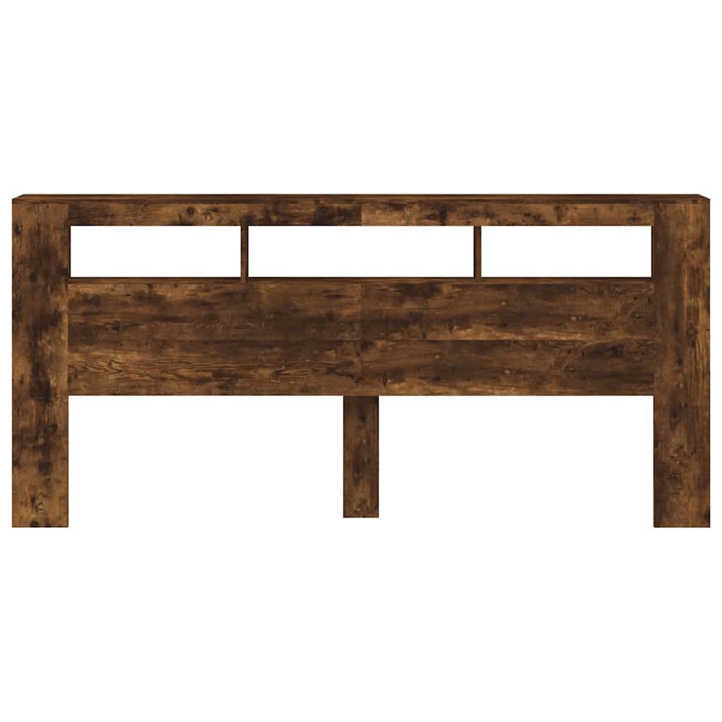 sengegavl m. LED-lys 220x18,5x103,5 cm konstrueret træ røget eg