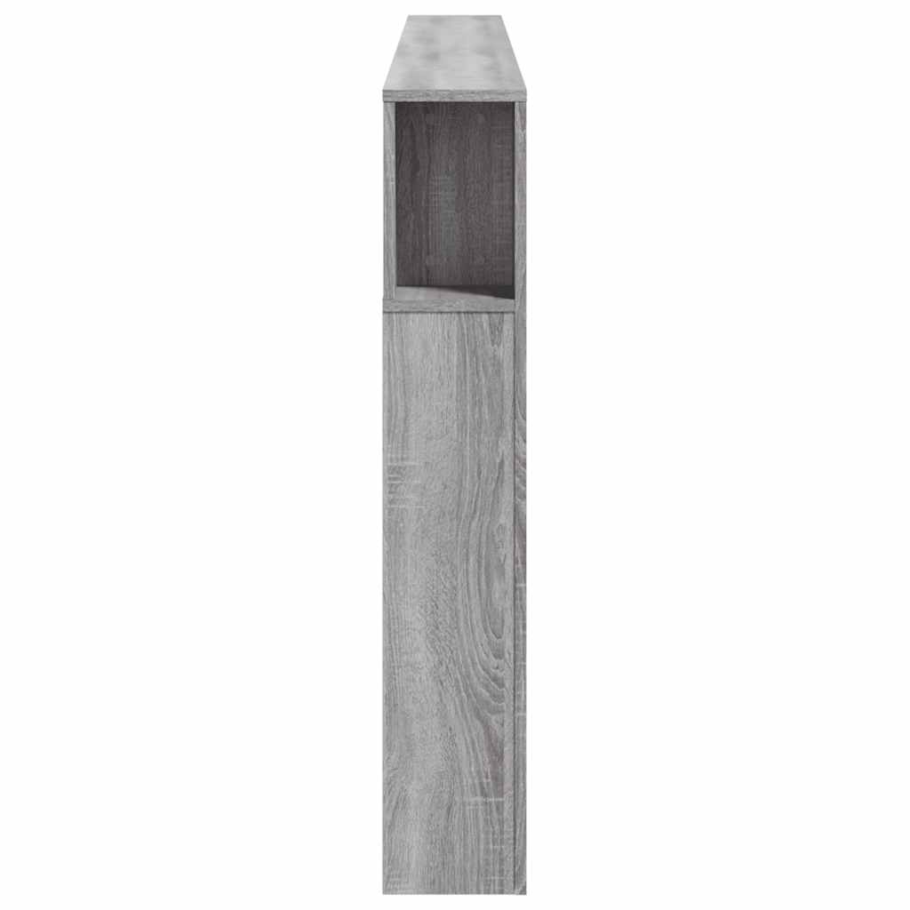 sengegavl 220x18,5x103,5 cm LED-lys konstrueret træ grå sonoma