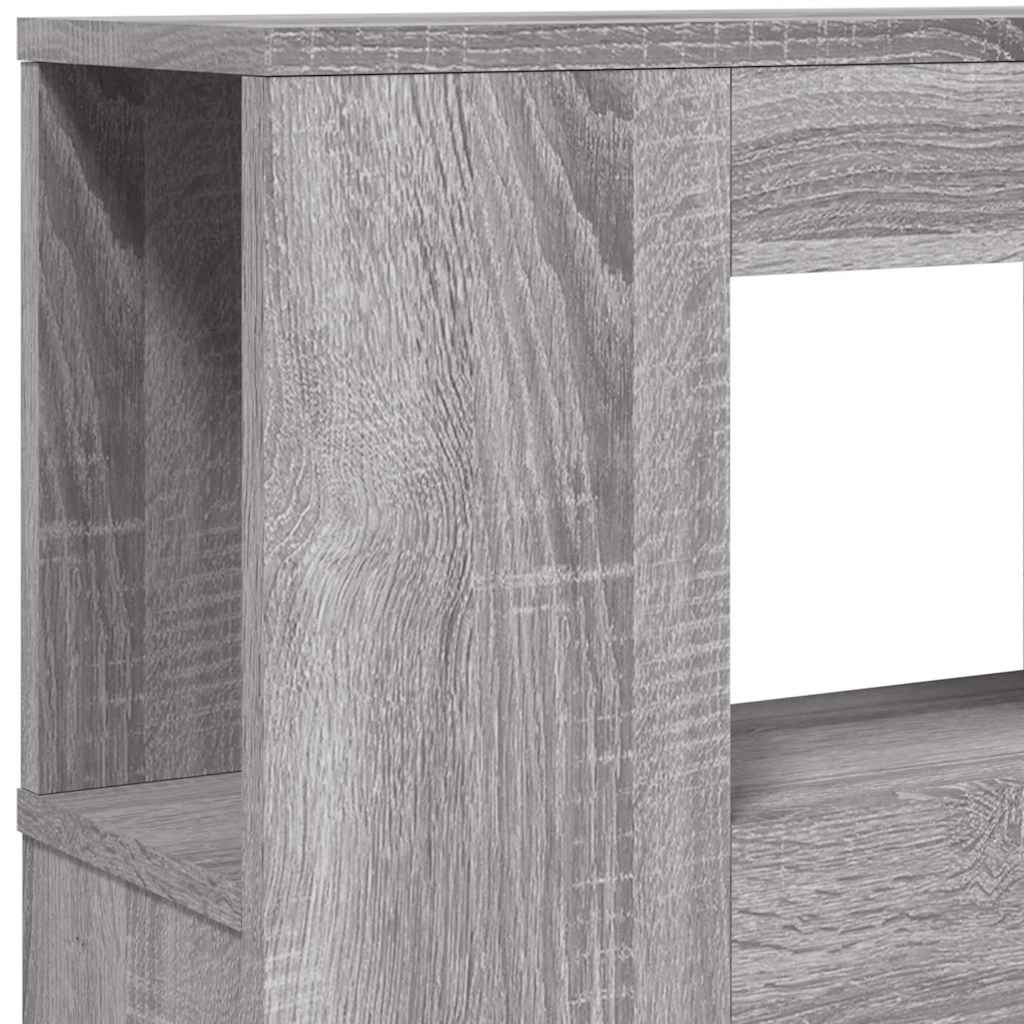 sengegavl 220x18,5x103,5 cm LED-lys konstrueret træ grå sonoma