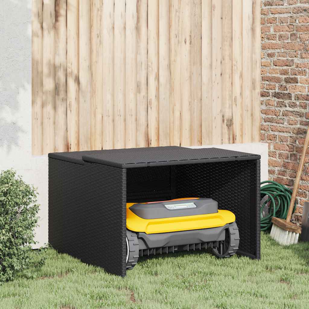 garage til robotplæneklipper 86x90x52/57 cm polyrattan sort