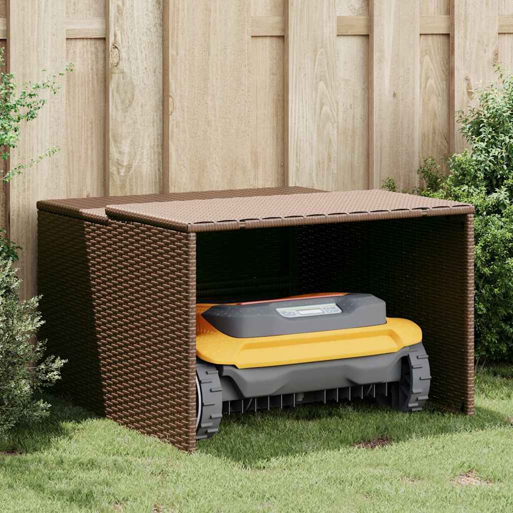 garage til robotplæneklipper 86x90x52/57 cm polyrattan brun