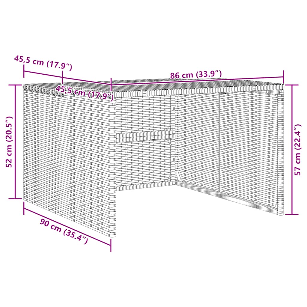 garage til robotplæneklipper 86x90x52/57 cm polyrattan brun