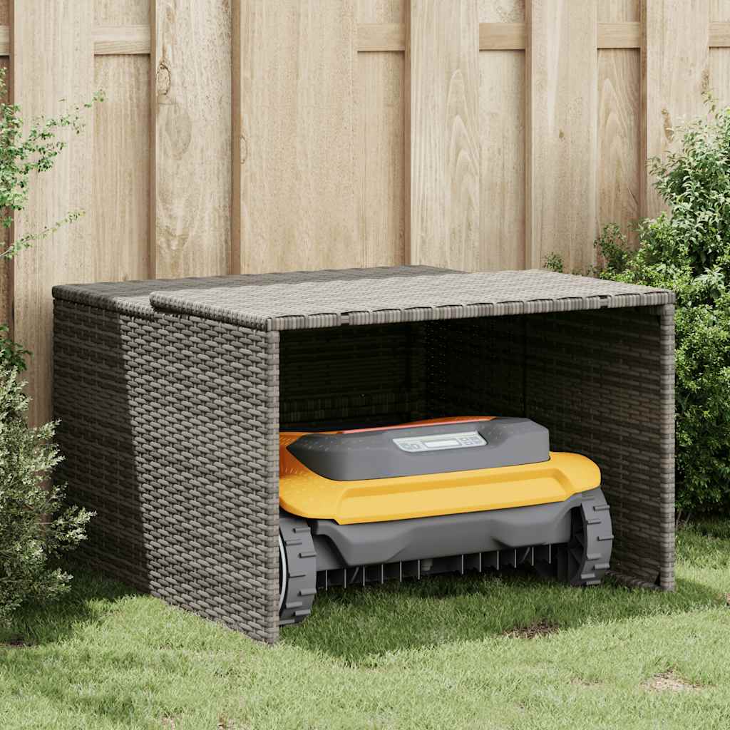 garage til robotplæneklipper 86x90x52/57 cm polyrattan grå