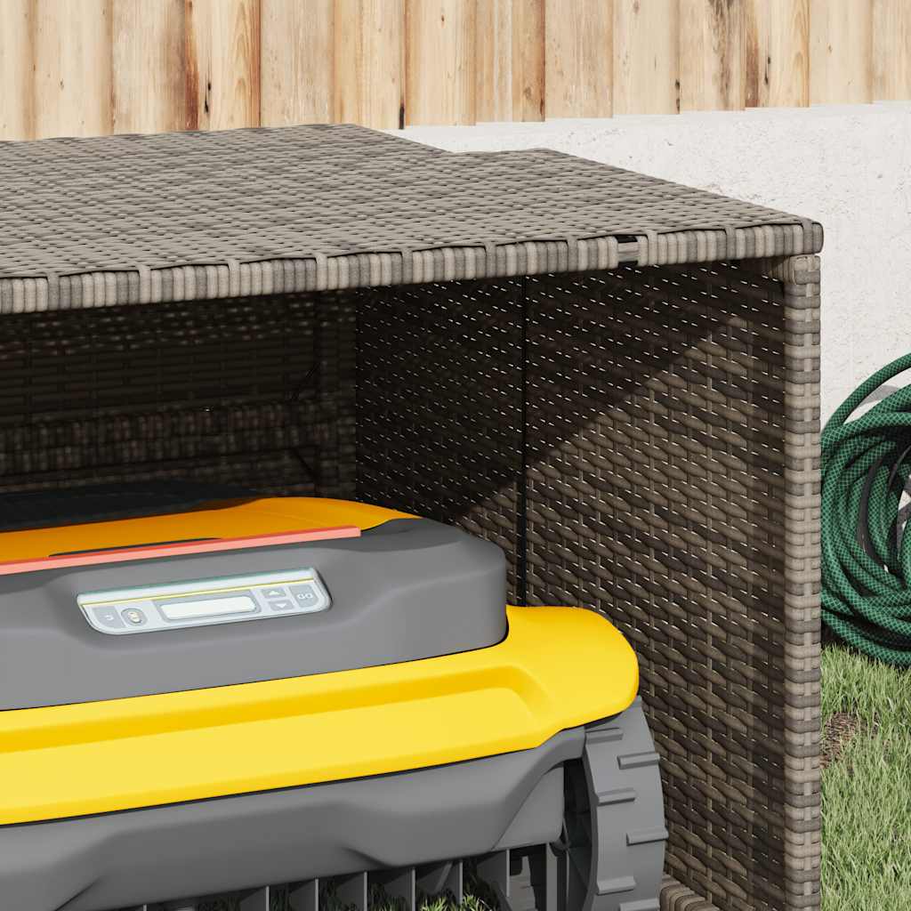 garage til robotplæneklipper 86x90x52/57 cm polyrattan grå