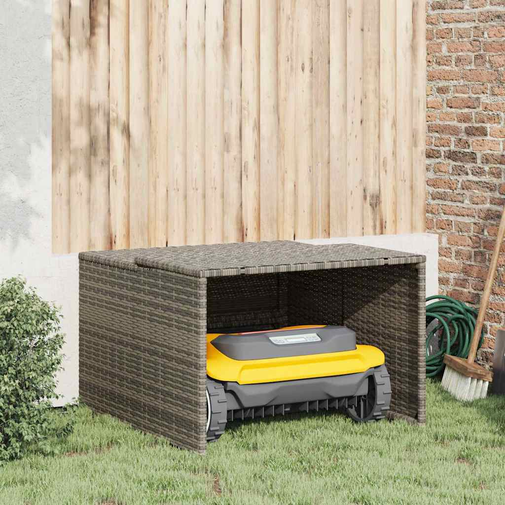 garage til robotplæneklipper 86x90x52/57 cm polyrattan grå
