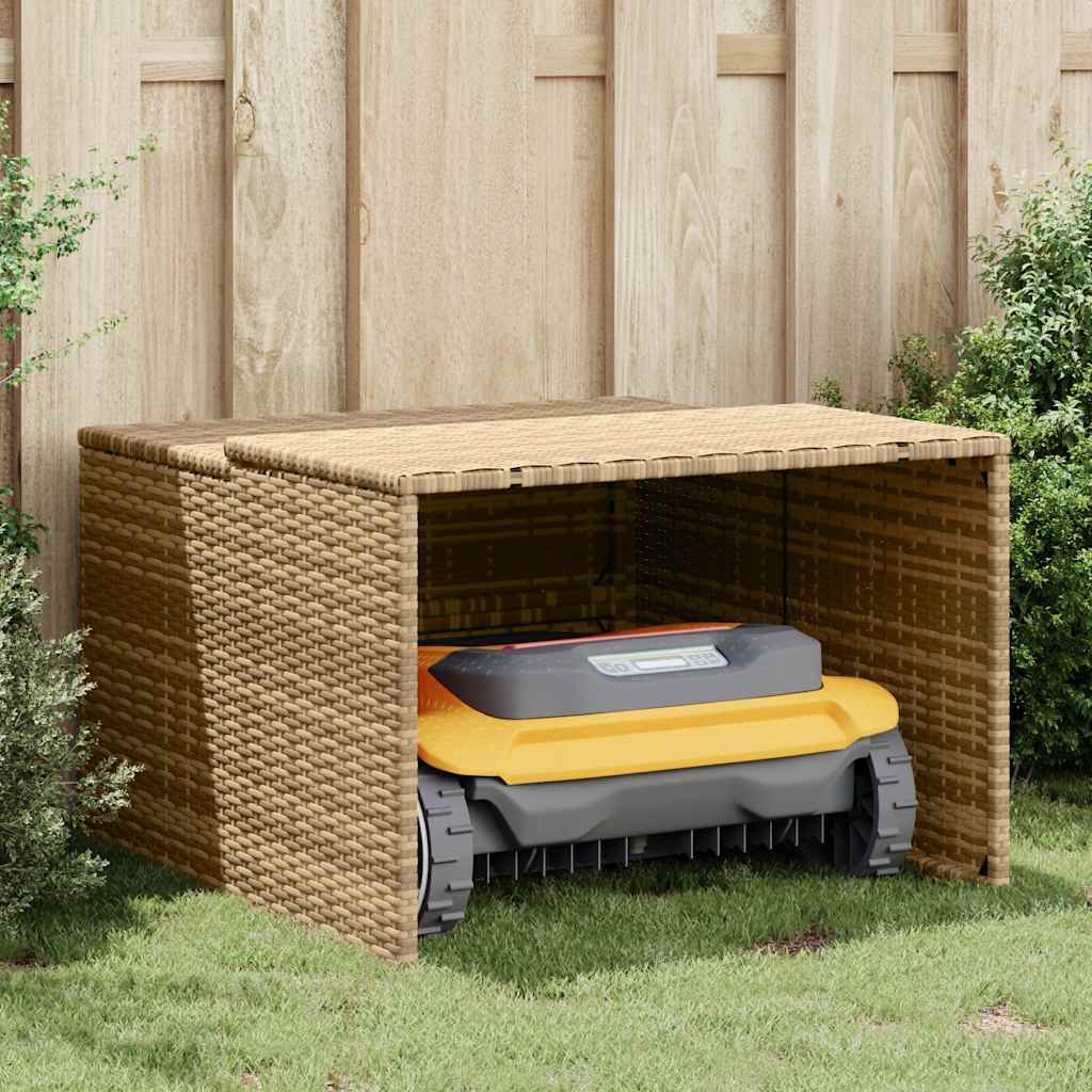 garage til robotplæneklipper 86x90x52/57 cm polyrattan beige