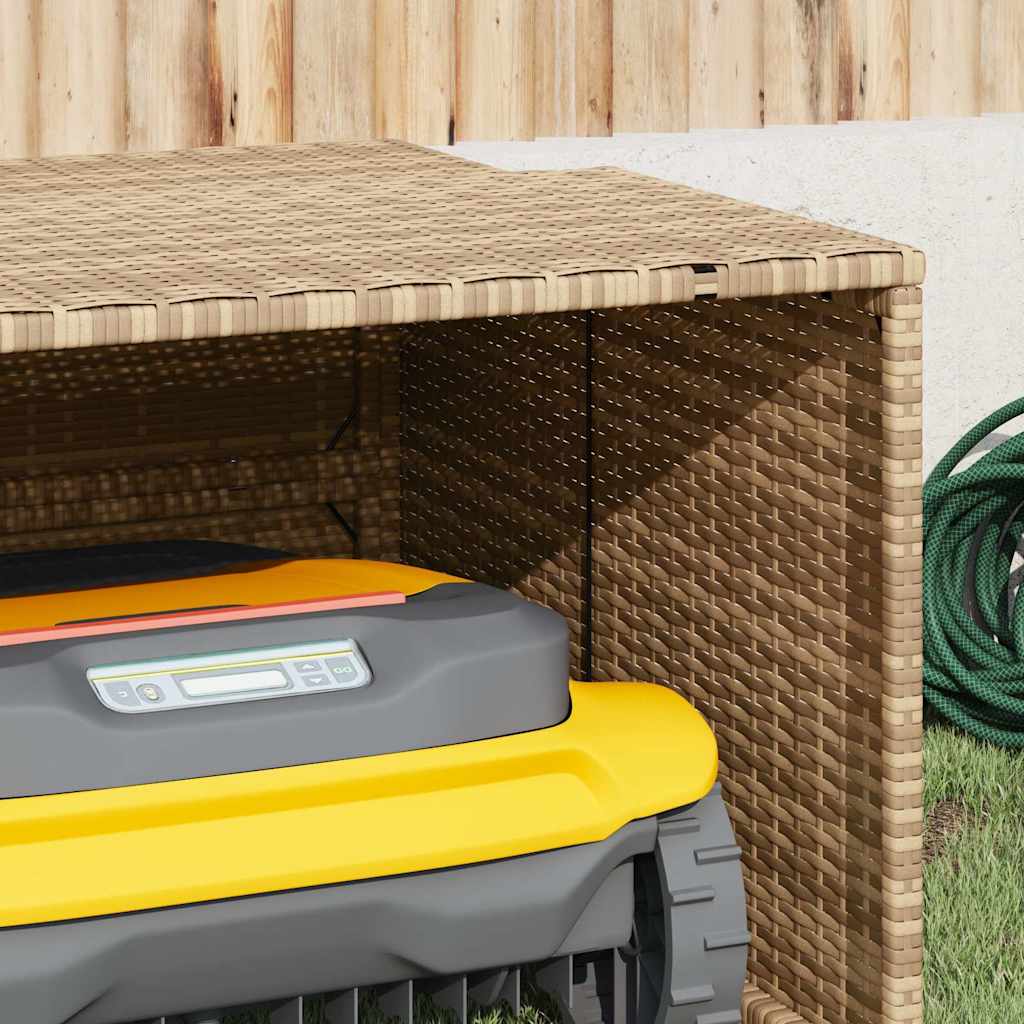 garage til robotplæneklipper 86x90x52/57 cm polyrattan beige
