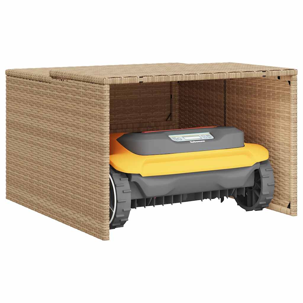 garage til robotplæneklipper 86x90x52/57 cm polyrattan beige