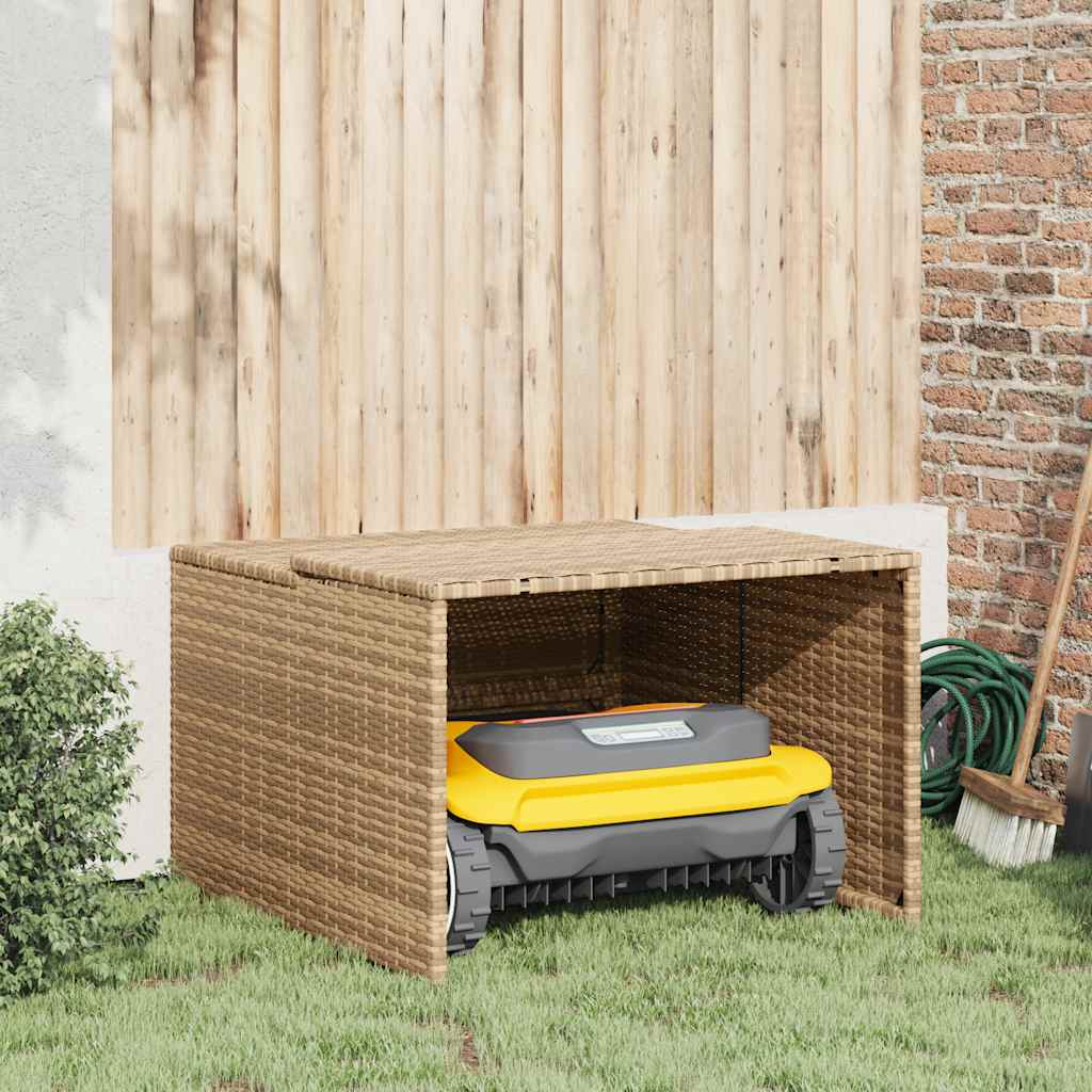 garage til robotplæneklipper 86x90x52/57 cm polyrattan beige