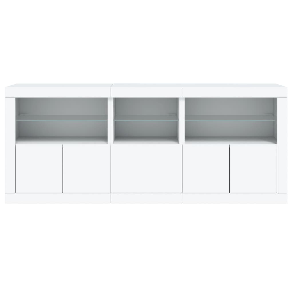 skænk med LED-lys 162x37x67 cm hvid
