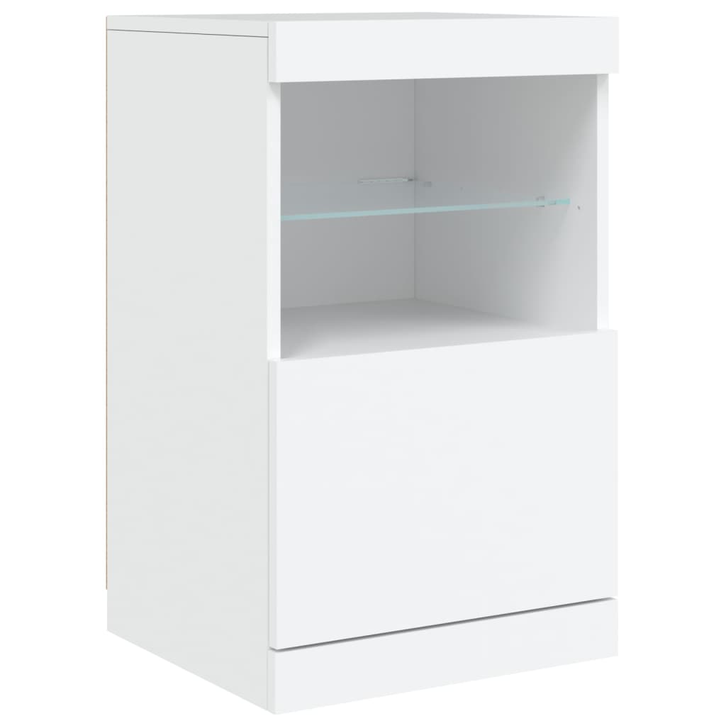 skænk med LED-lys 162x37x67 cm hvid