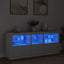 skænk med LED-lys 162x37x67 cm hvid