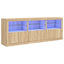 skænk med LED-lys 181,5x37x67 cm sonoma-eg
