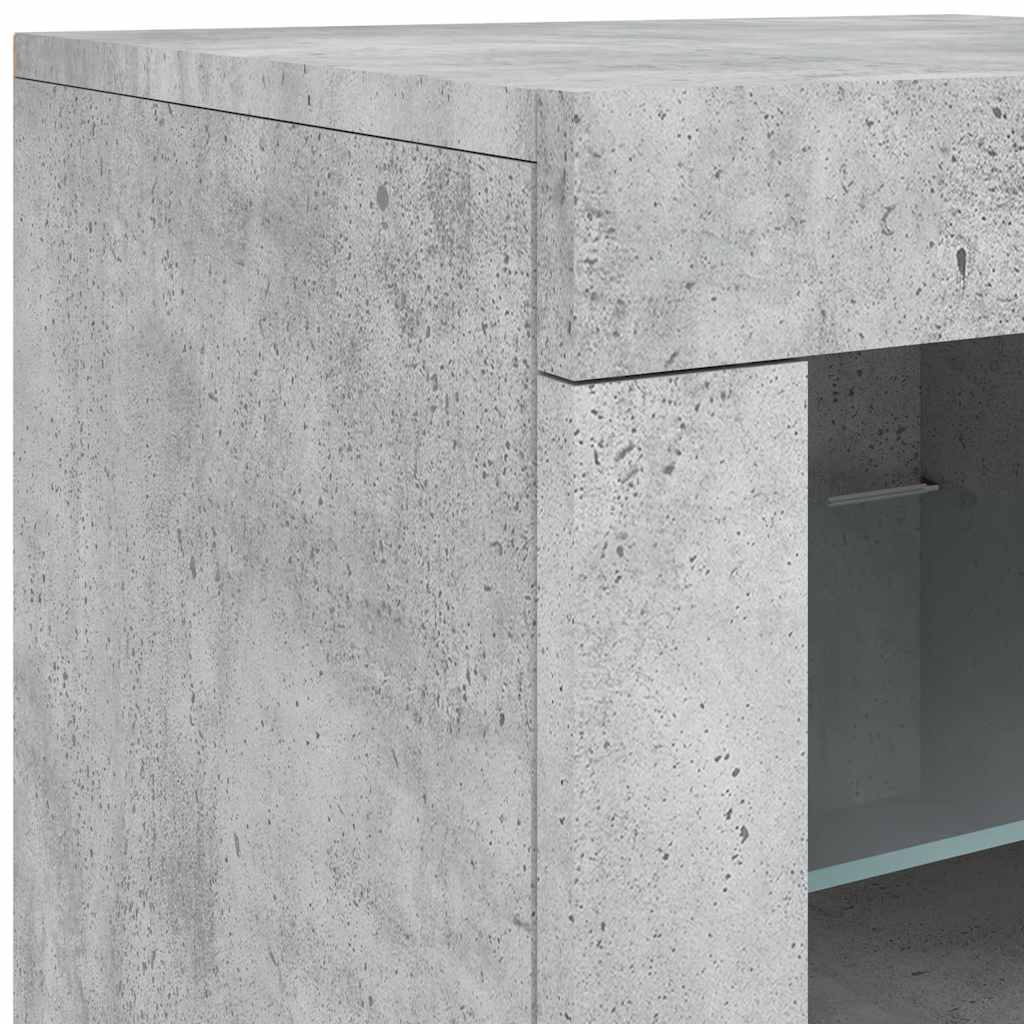 skænk med LED-lys 181,5x37x67 cm betongrå