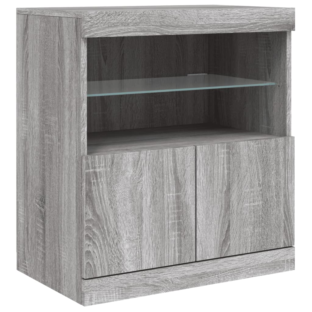 skænk med LED-lys 181,5x37x67 cm grå sonoma-eg