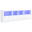 skænk med LED-lys 202x37x67 cm hvid