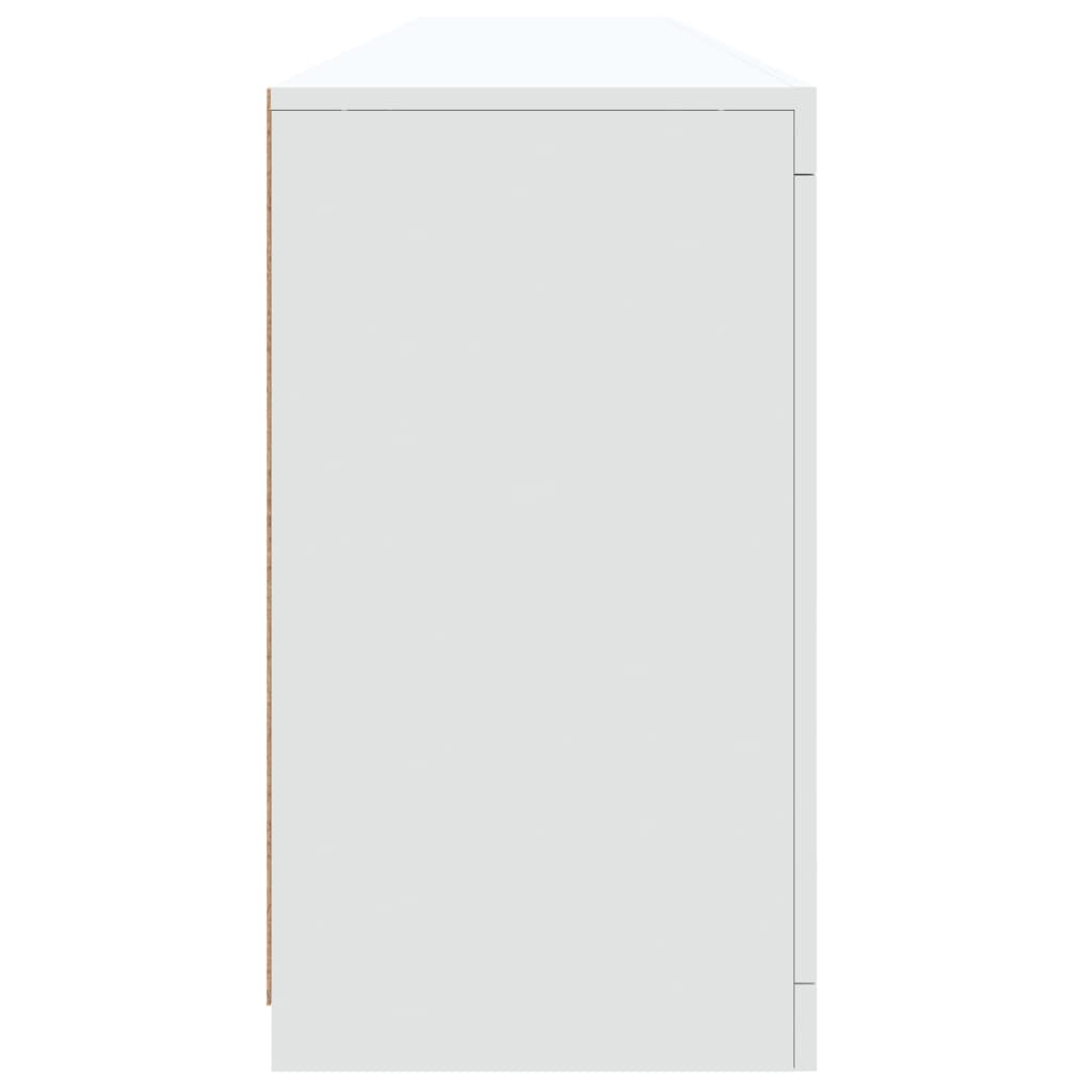 skænk med LED-lys 202x37x67 cm hvid