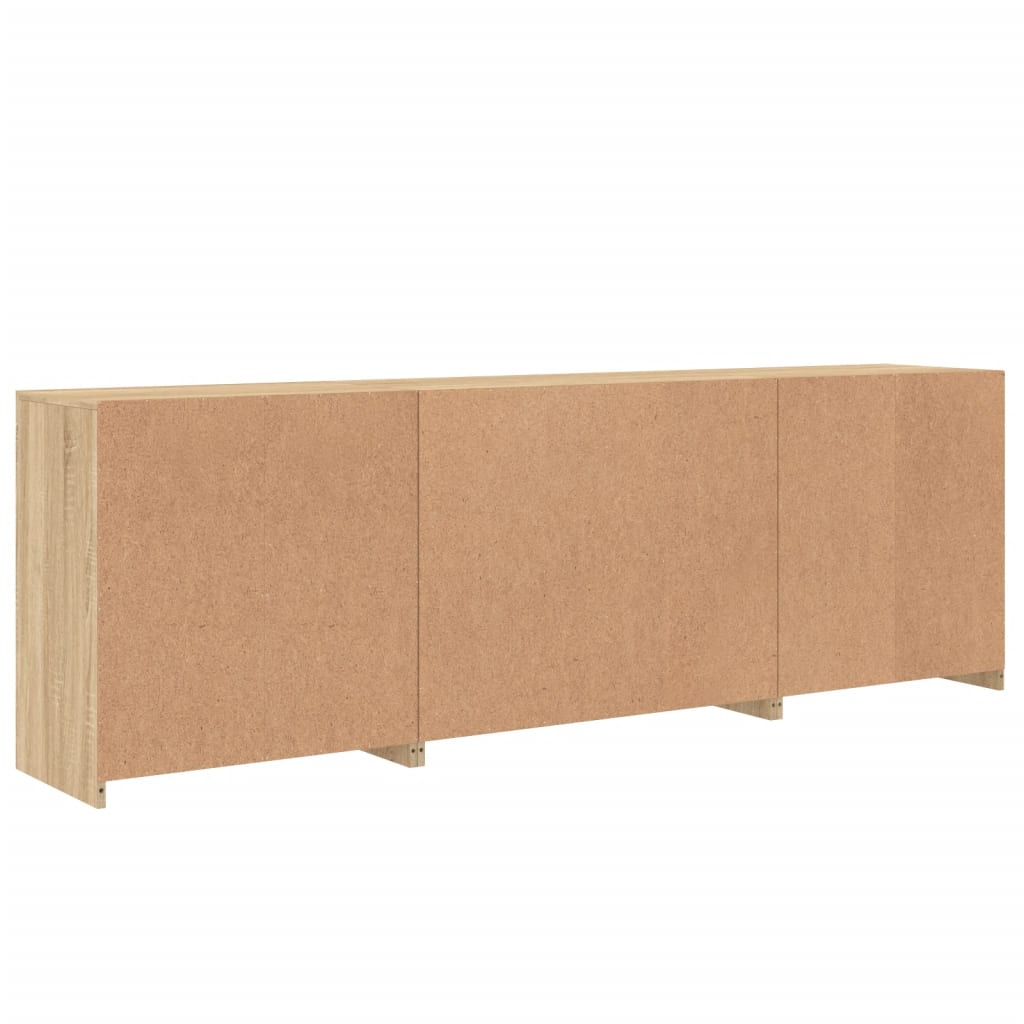 skænk med LED-lys 202x37x67 cm sonoma-eg