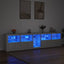 skænk med LED-lys 283x37x67 cm hvid