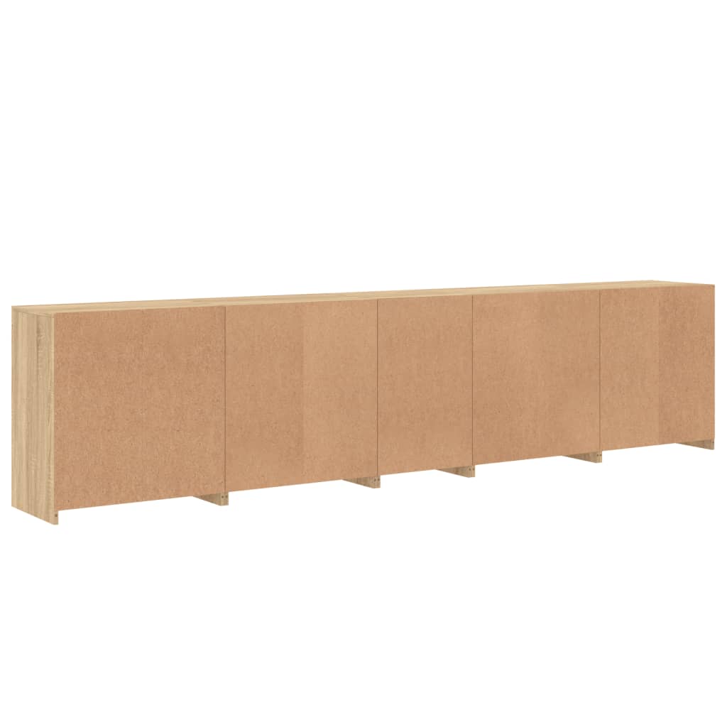 skænk med LED-lys 283x37x67 cm sonoma-eg