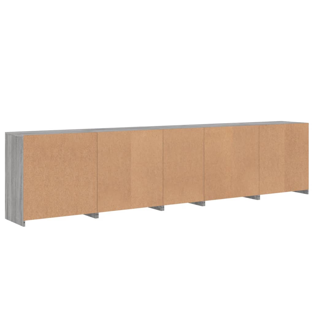 skænk med LED-lys 283x37x67 cm grå sonoma-eg