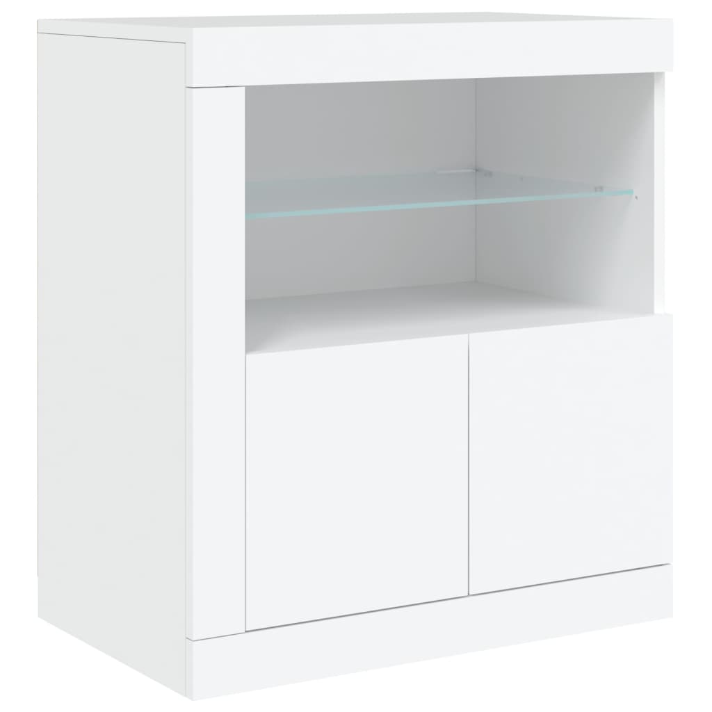 skænk med LED-lys 162x37x67 cm hvid