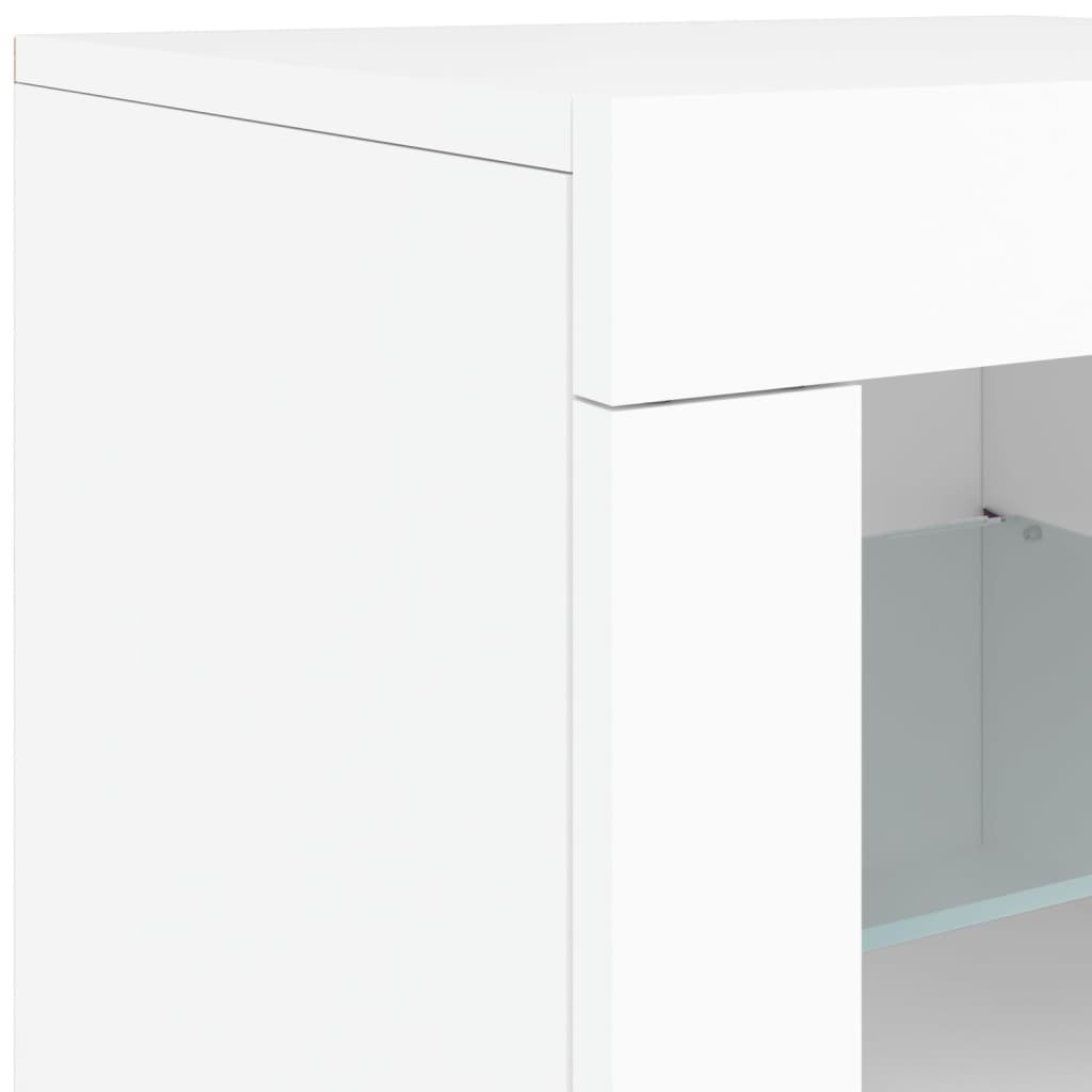 skænk med LED-lys 162x37x67 cm hvid
