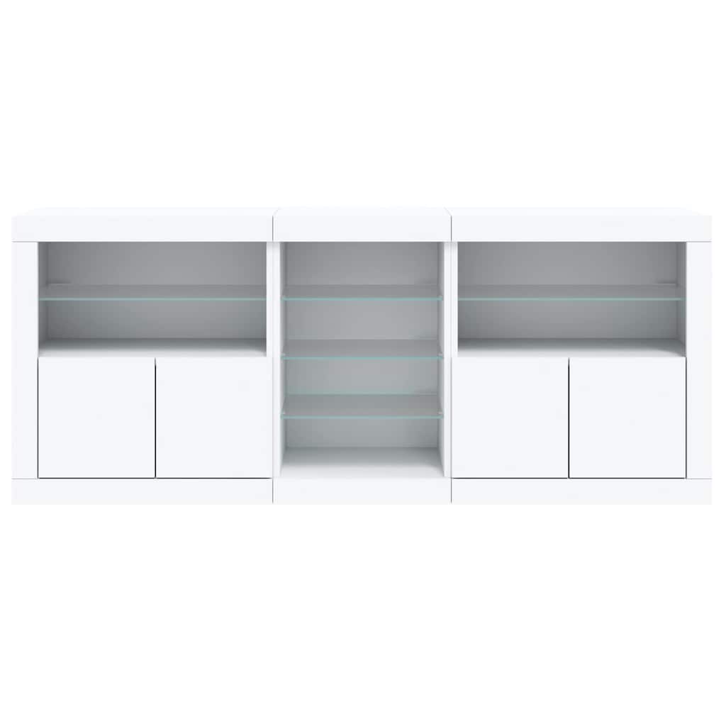 skænk med LED-lys 181,5x37x67 cm hvid