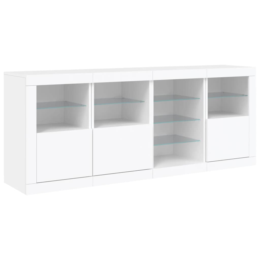 skænk med LED-lys 164x37x67 cm hvid