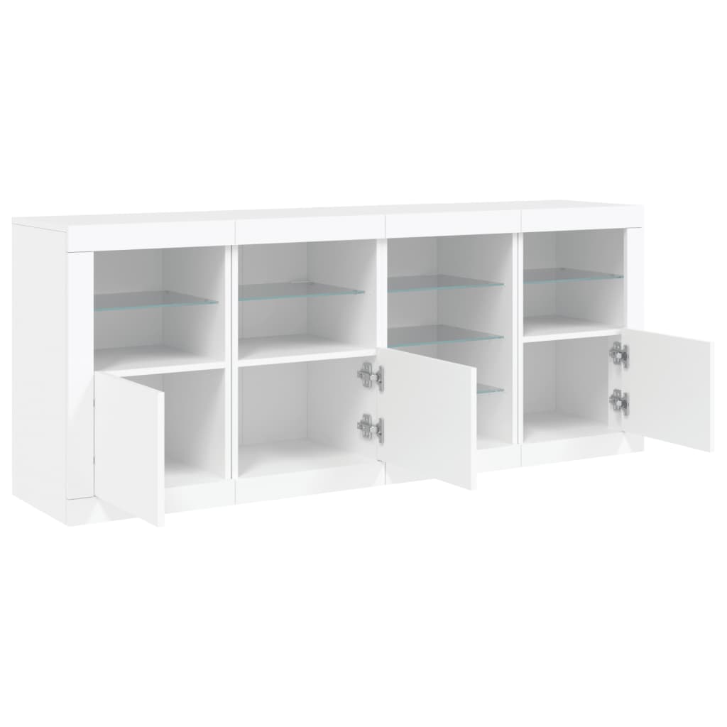 skænk med LED-lys 164x37x67 cm hvid