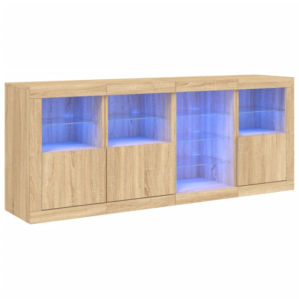 skænk med LED-lys 164x37x67 cm sonoma-eg