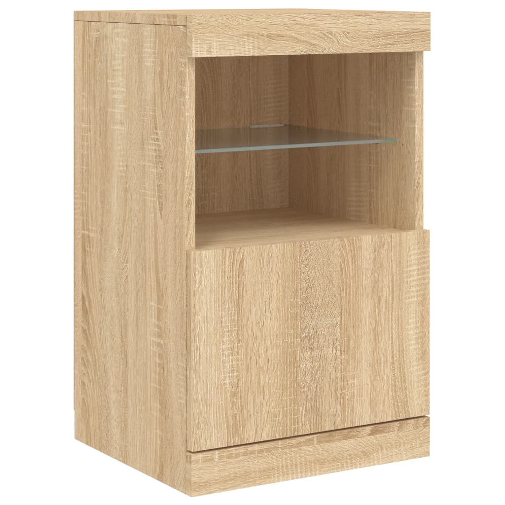 skænk med LED-lys 164x37x67 cm sonoma-eg