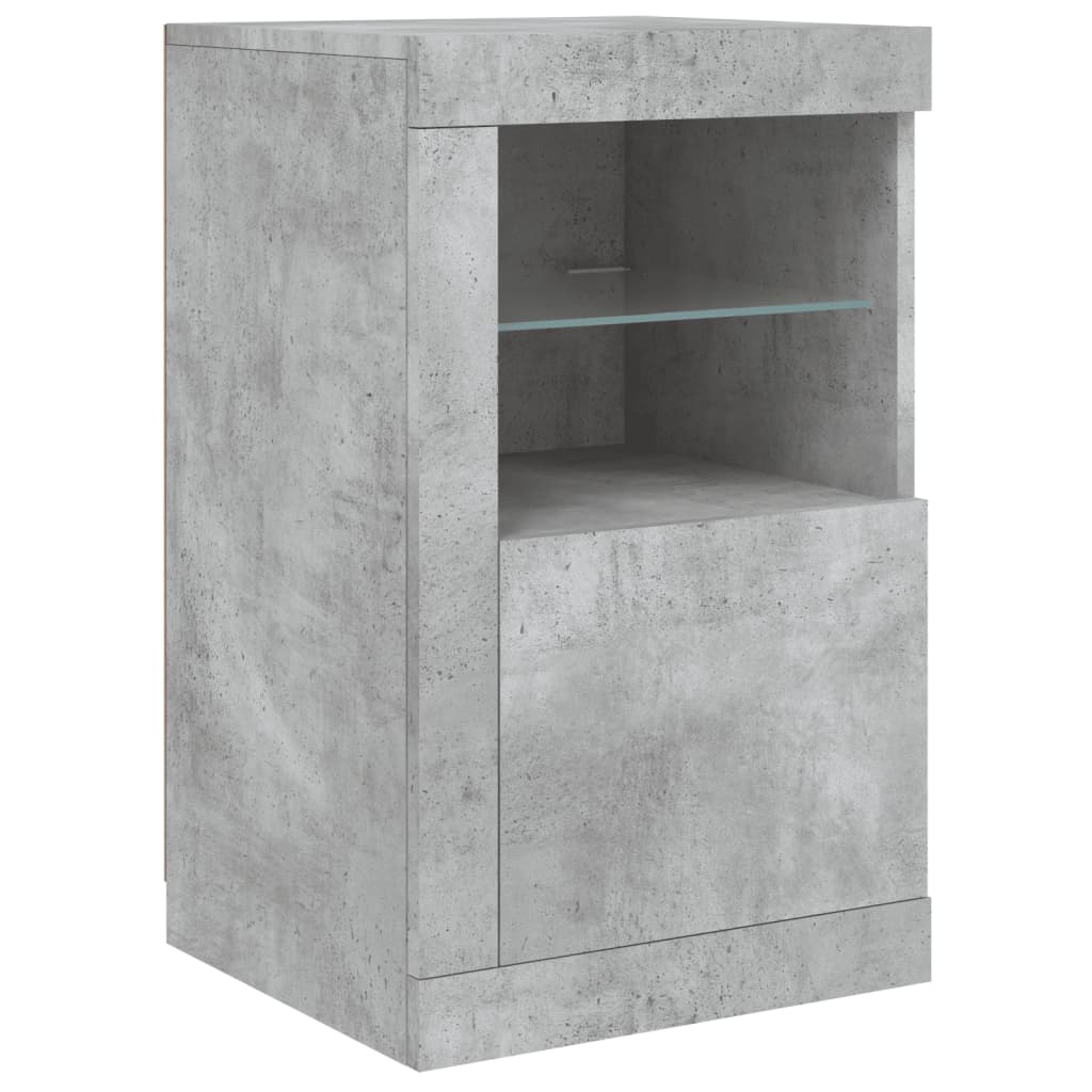 skænk med LED-lys 164x37x67 cm betongrå