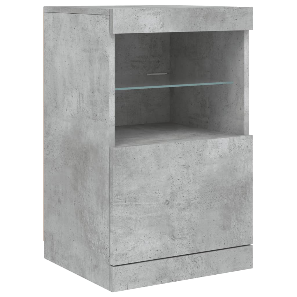 skænk med LED-lys 164x37x67 cm betongrå