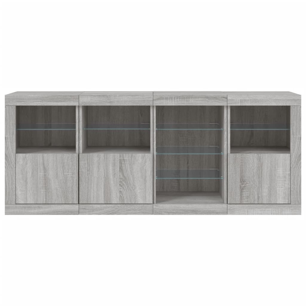 skænk med LED-lys 164x37x67 cm grå sonoma-eg