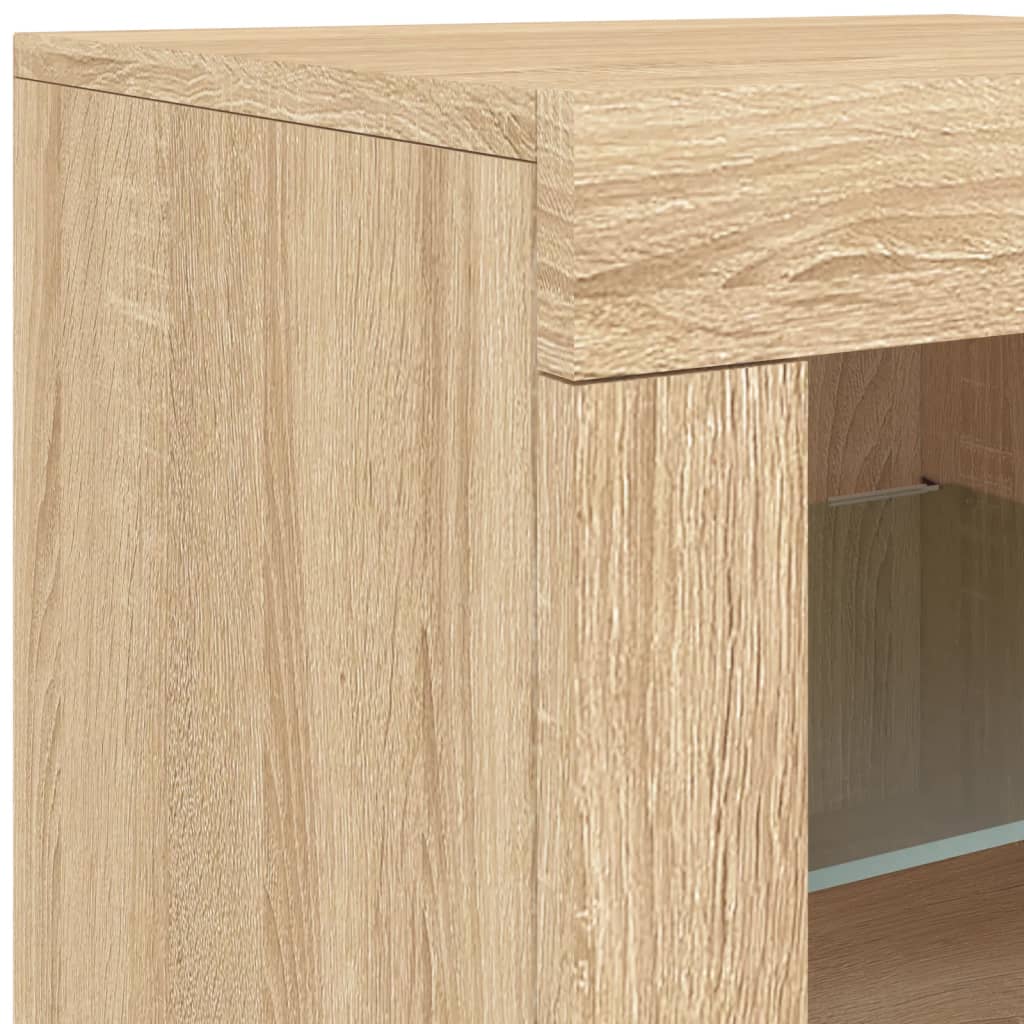 skænk med LED-lys 123x37x67 cm sonoma-eg