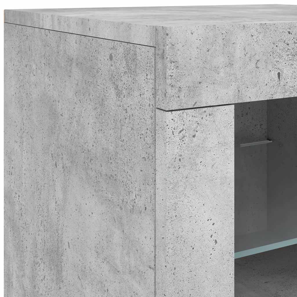 skænk med LED-lys 142,5x37x67 cm betongrå
