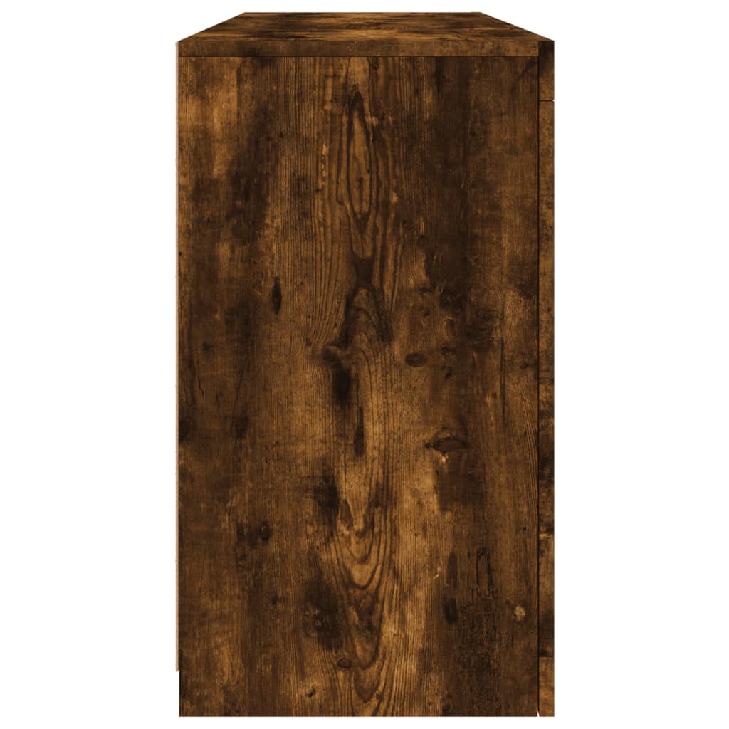 skænk med LED-lys 142,5x37x67cm røget egetræsfarve