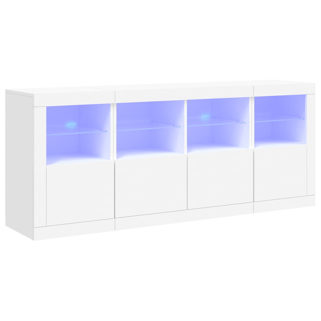 skænk med LED-lys 163x37x67 cm hvid
