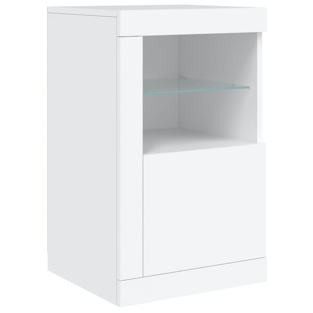 skænk med LED-lys 163x37x67 cm hvid