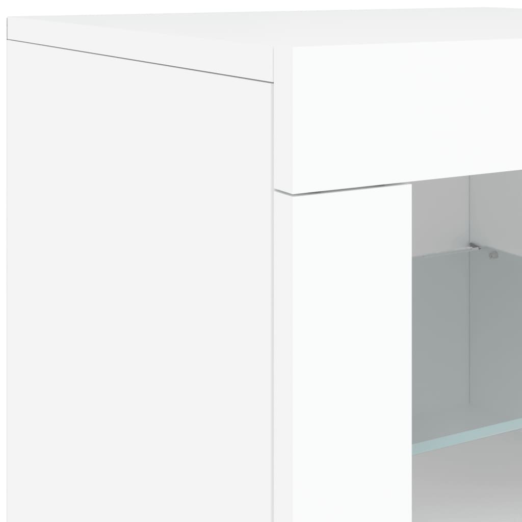 skænk med LED-lys 163x37x67 cm hvid