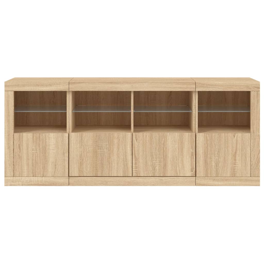 skænk med LED-lys 163x37x67 cm sonoma-eg