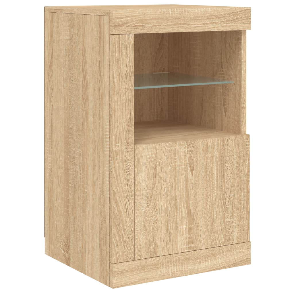skænk med LED-lys 163x37x67 cm sonoma-eg