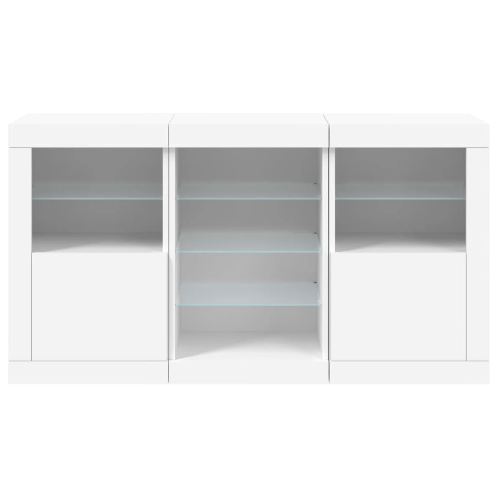 skænk med LED-lys 123x37x67 cm hvid
