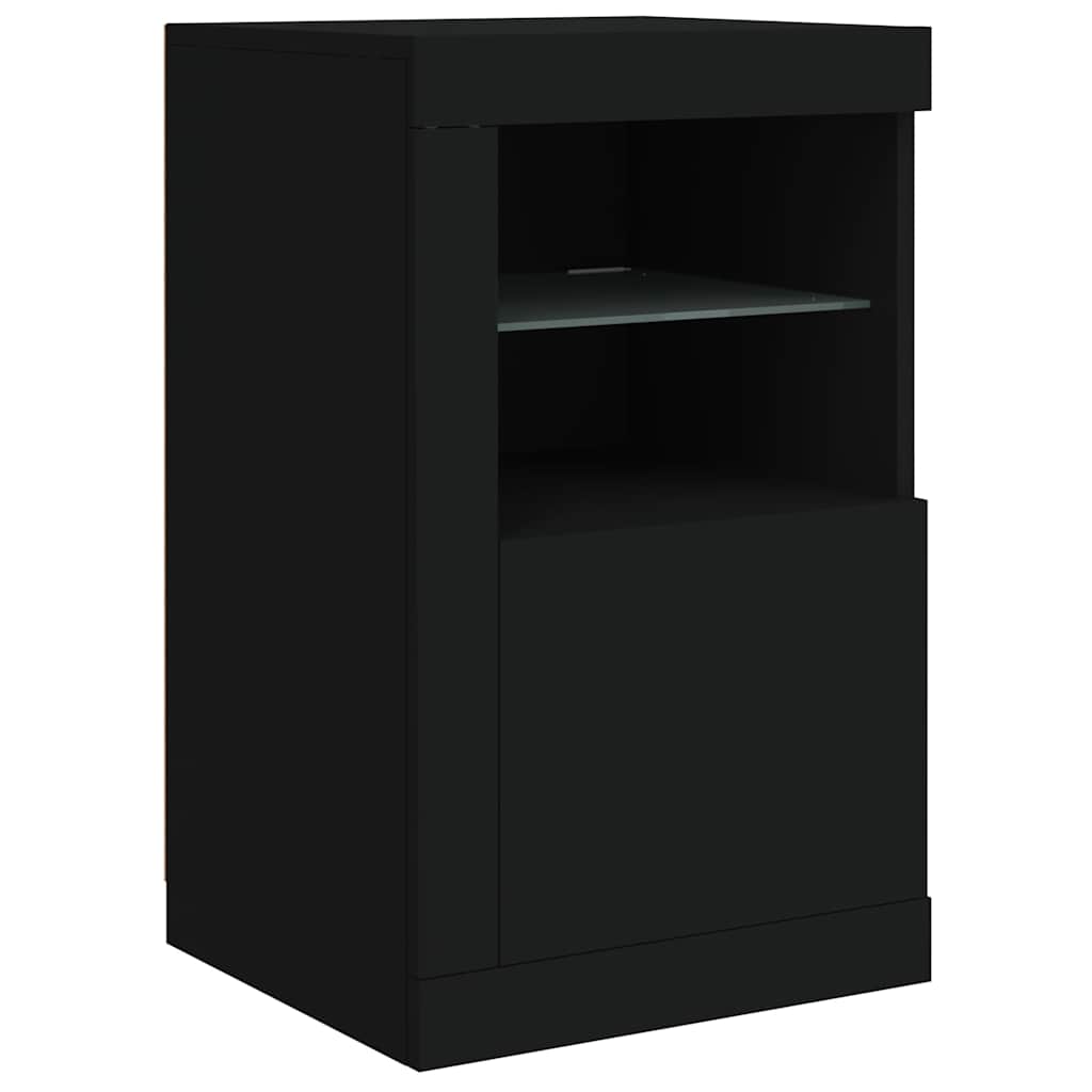 skænk med LED-lys 123x37x67 cm sort
