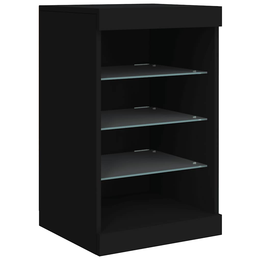 skænk med LED-lys 123x37x67 cm sort
