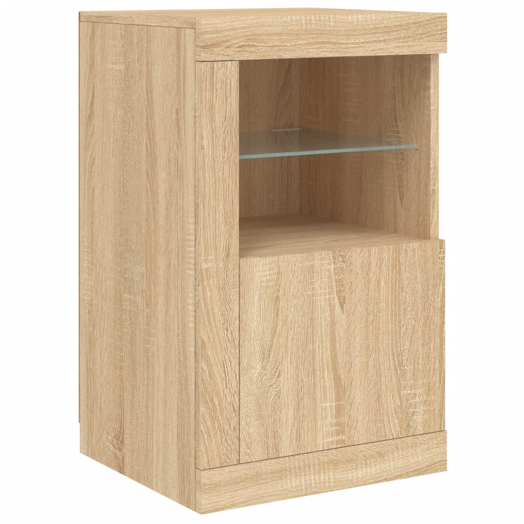 skænk med LED-lys 123x37x67 cm sonoma-eg