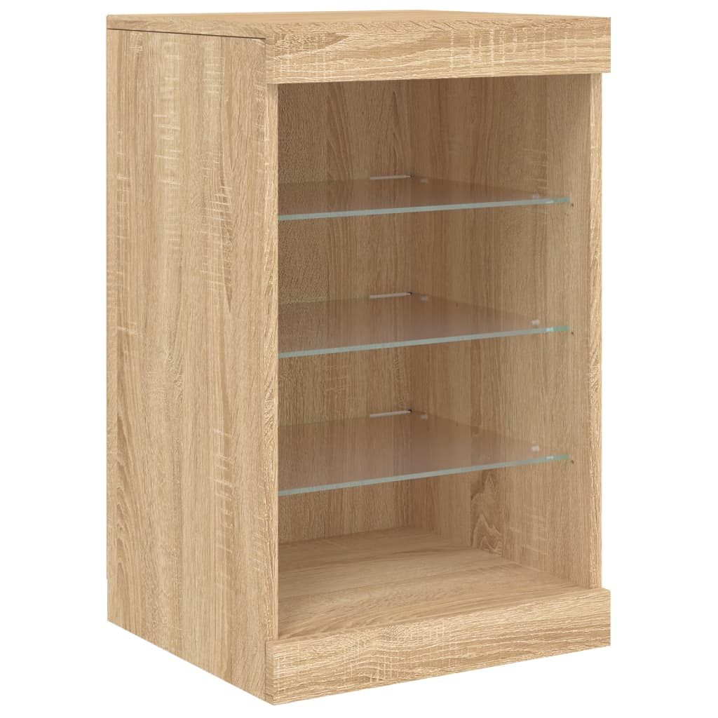 skænk med LED-lys 123x37x67 cm sonoma-eg