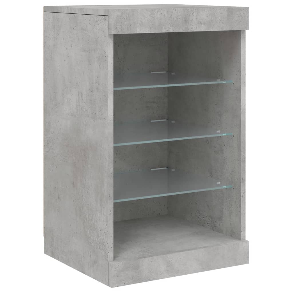 skænk med LED-lys 123x37x67 cm betongrå
