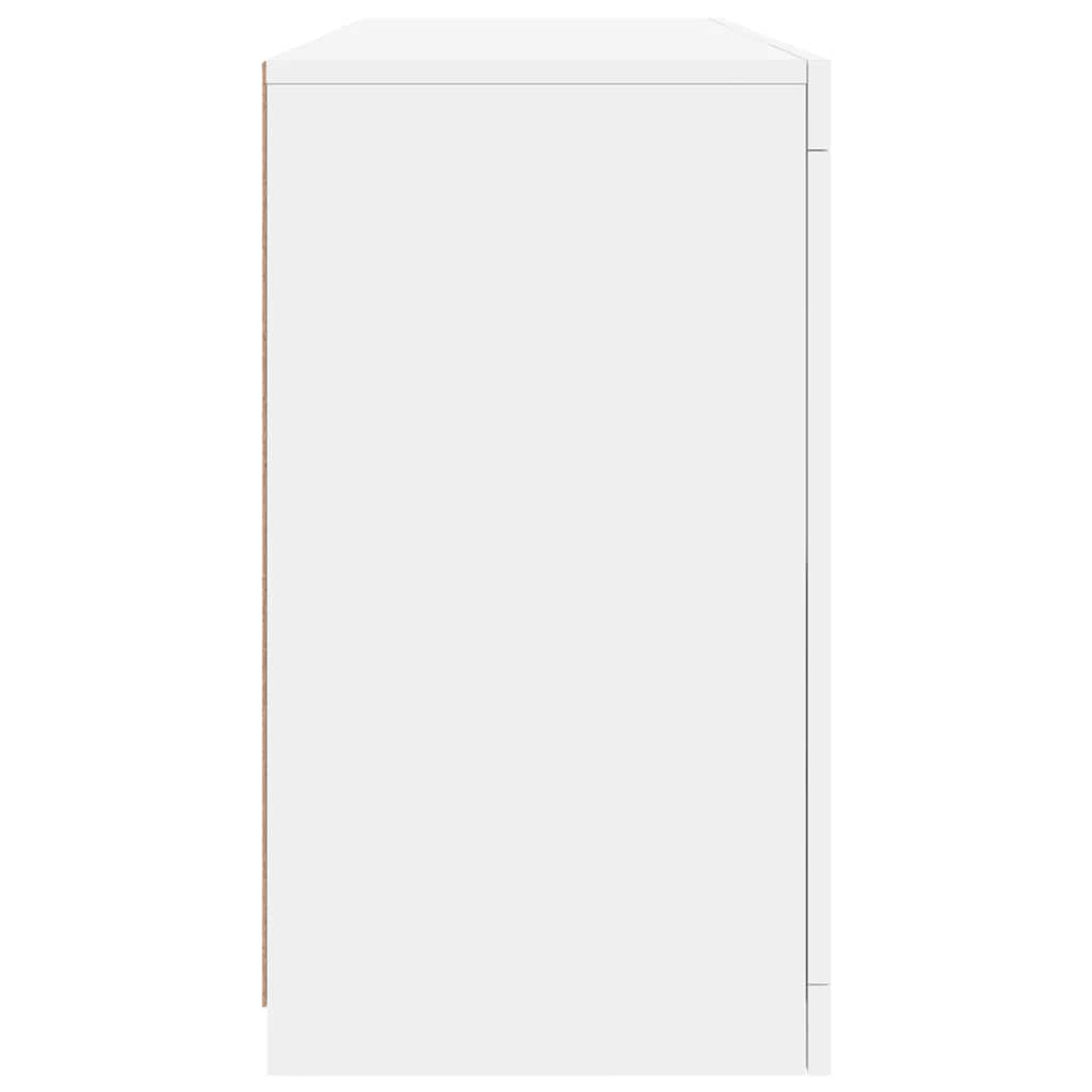 skænk med LED-lys 142,5x37x67 cm hvid